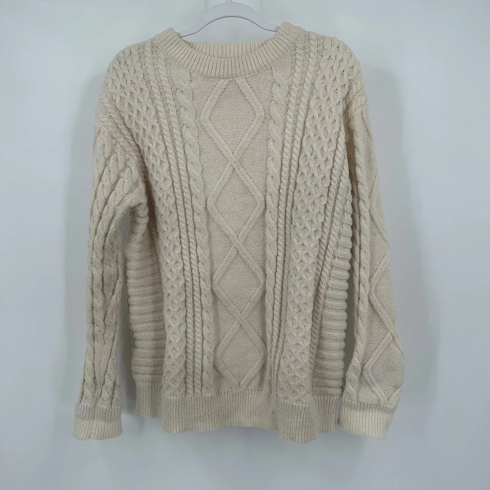 Elfric Eden Mens Preppy Fisherman Cable Knit Sweater Size L Nautical Yacht Club